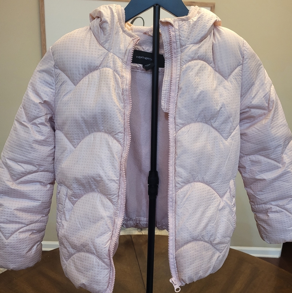 Girls Weathertamer Heart Hips Light Pink Kids Puffer Jacket